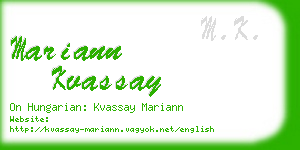 mariann kvassay business card